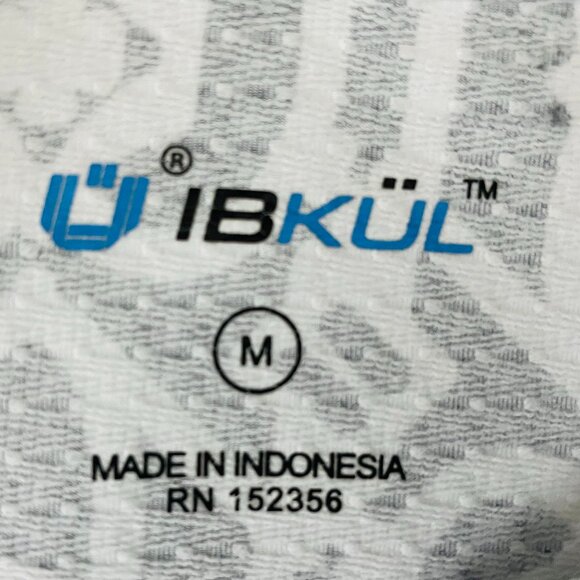 IBKUL 1/4 Button Pullover Top 3/4 Sleeve Mesh Black White Abstract Women Size  M - Picture 8 of 9